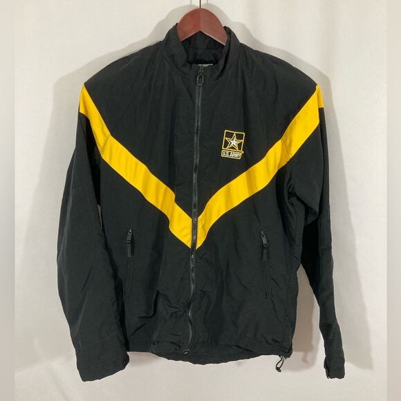 US Army Track Jacket Men's Medium Black Yellow Uniform APFU Windbreaker Unisex - Picture 2 of 10